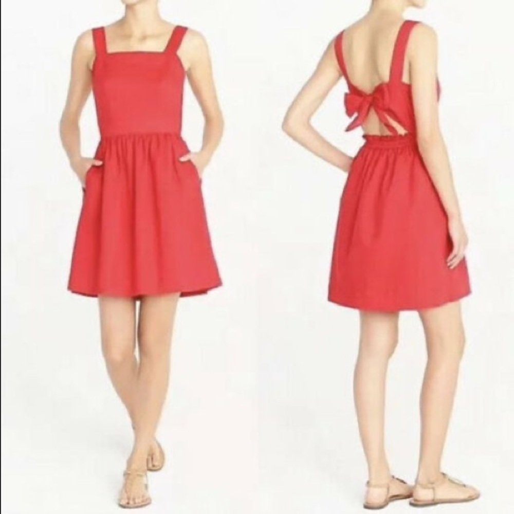 Bright red J Crew open back dress